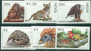 Невис, 1998, Фауна, Птицы, Рептилии, 6 марок